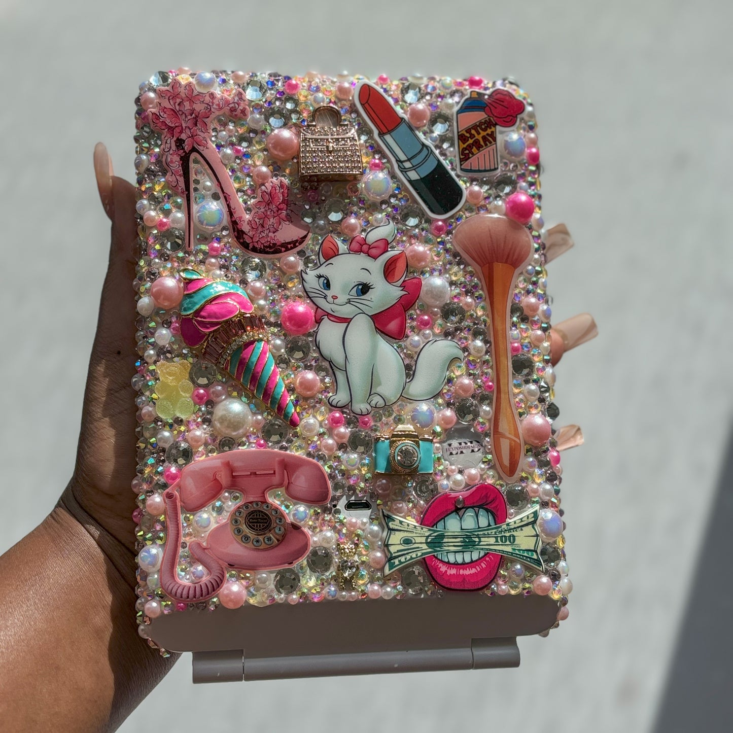 White Pink Bling Mirror